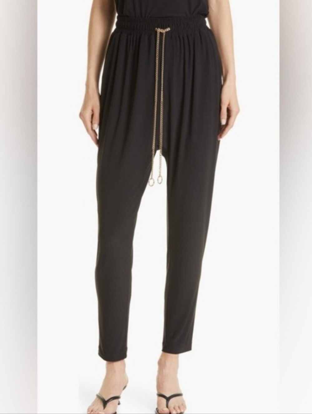 Ramy Brook Aimee chain drawstring pants in black, size small